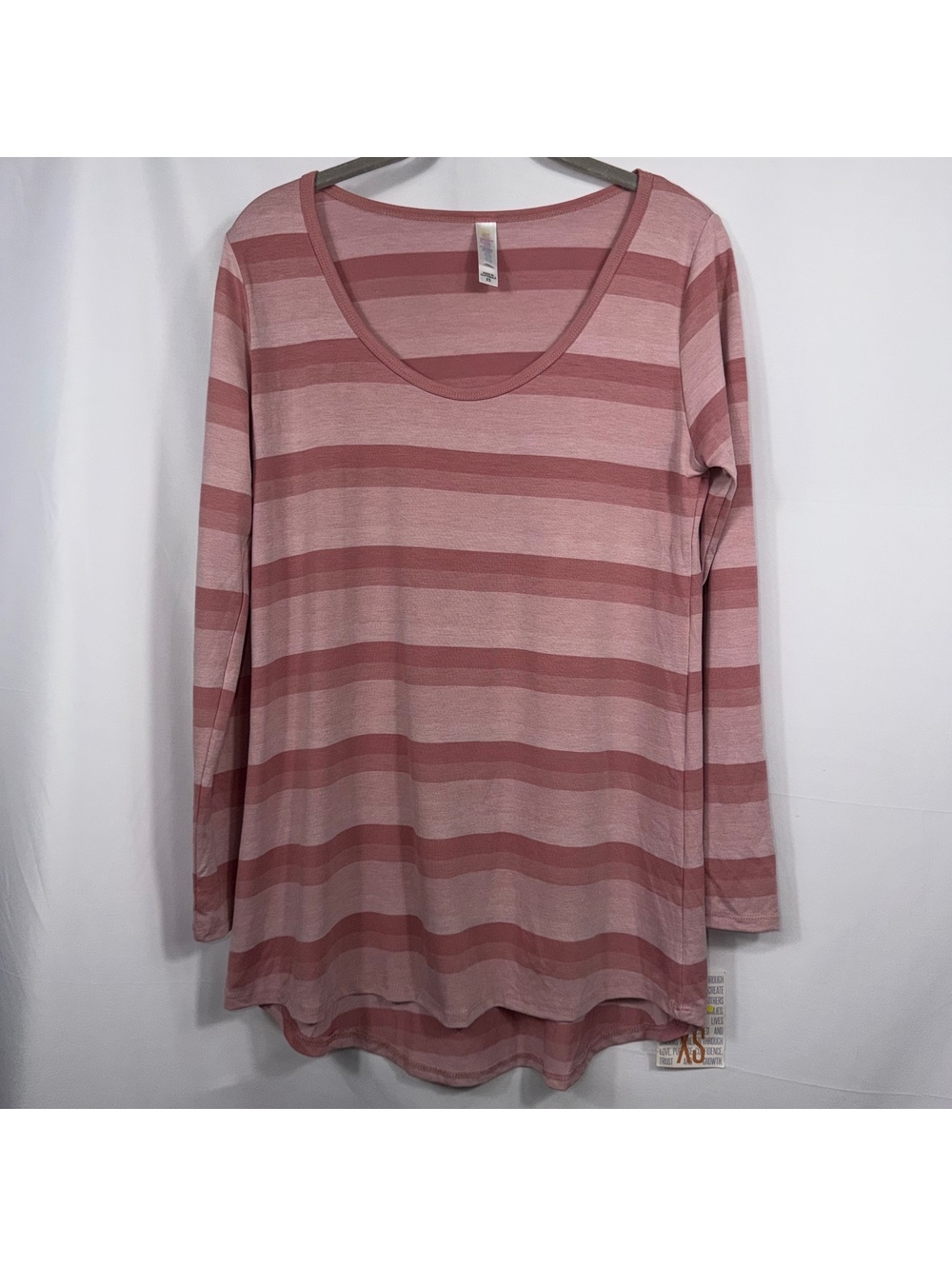 LuLaRoe Lynnae XS Mauve Pink Striped Hi-Low Top NWT